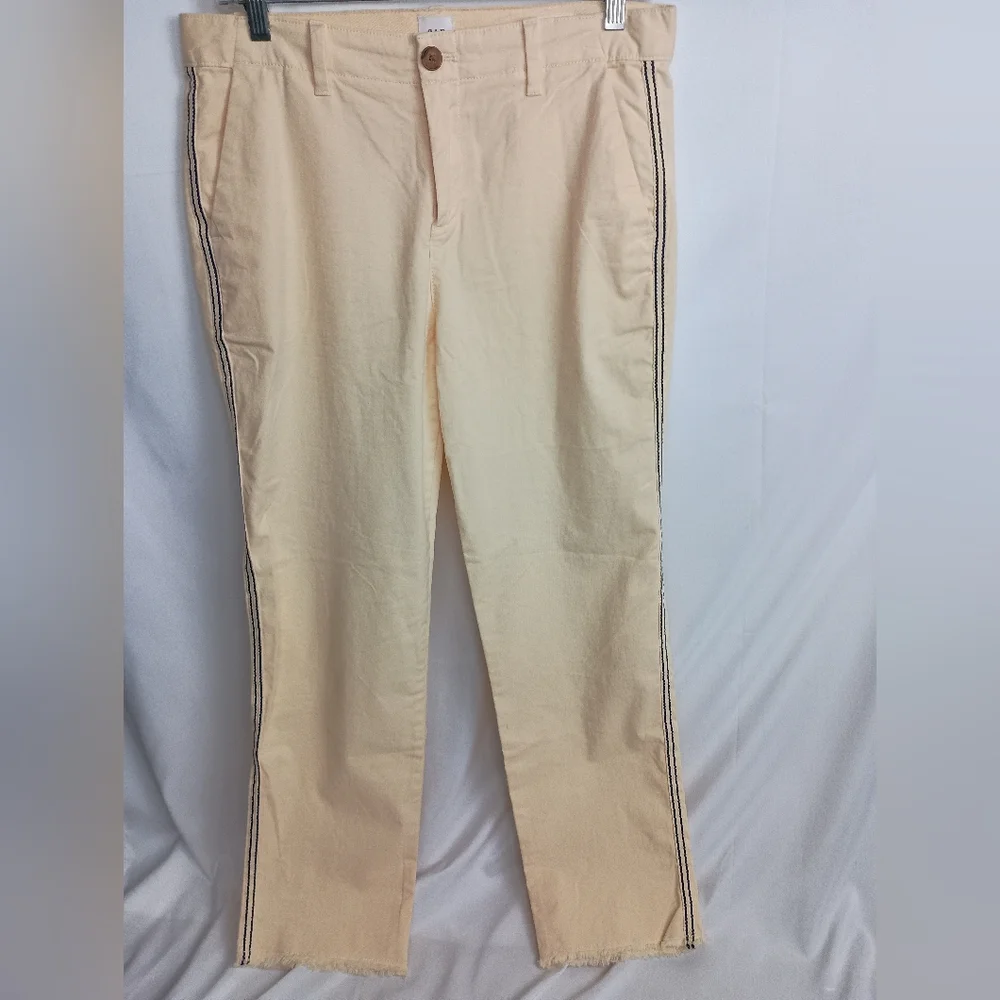 GAP Girlfriend Chinos Midrise Yellow Cream Blue‎ Stripe (#1,348)